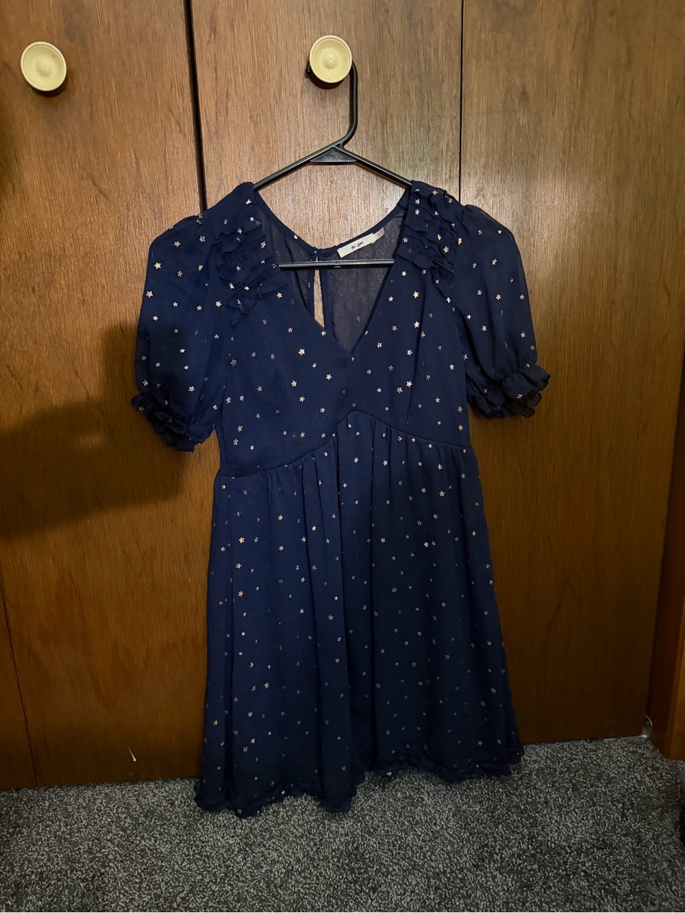 Francesca's Collections Navy Star-Print Mini Dress